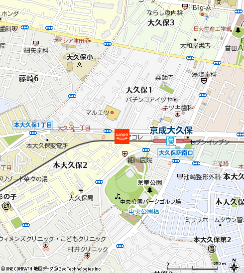 アコレ京成大久保駅南店付近の地図